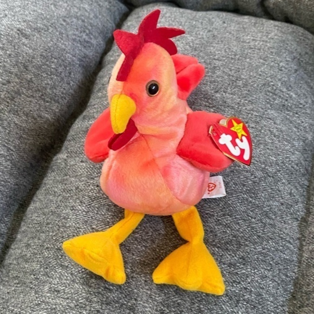 1996 Vintage NWT Strut TY Beanie Baby Rooster Plush Stuffed Animal